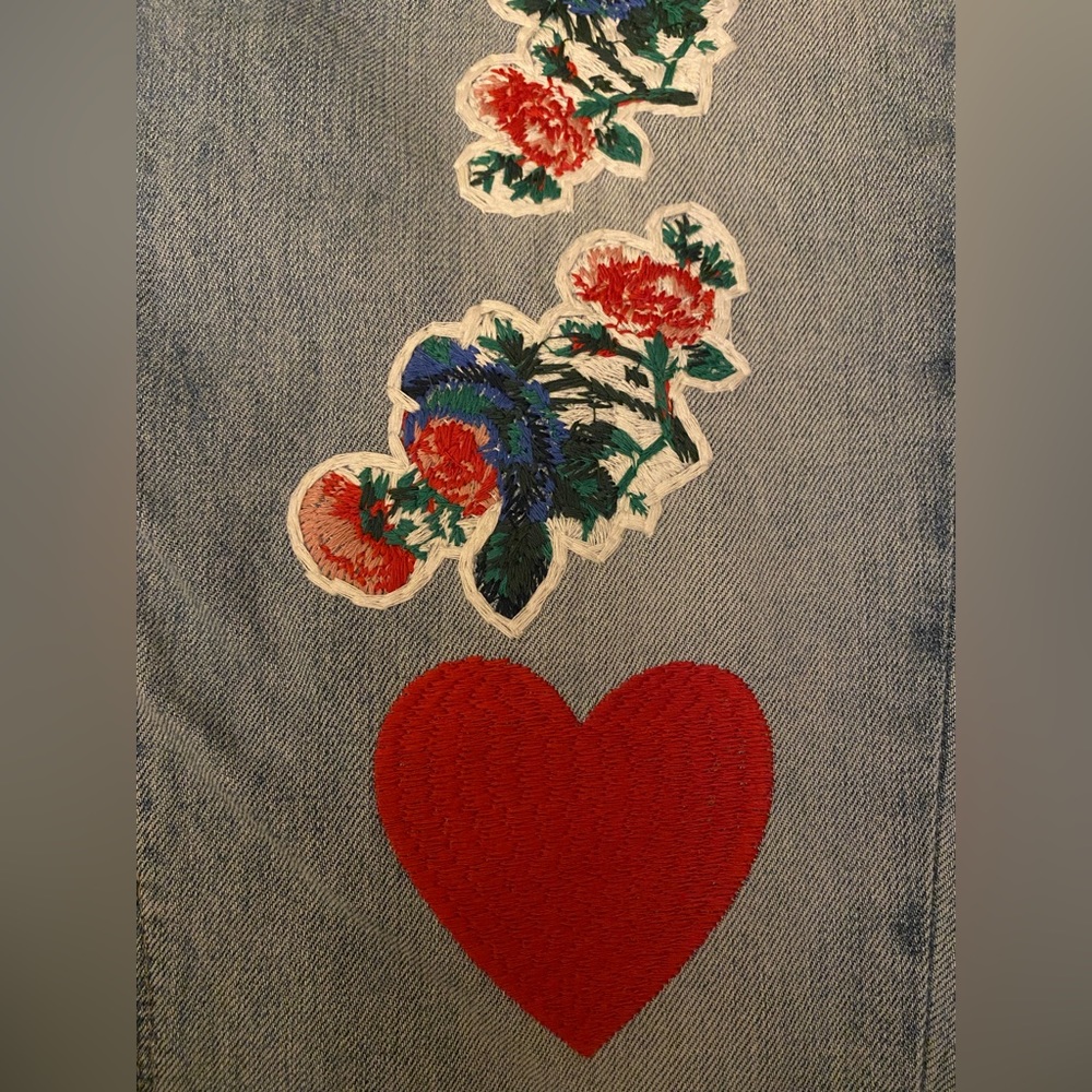 Lucky Heart floral embroidered jeans Bridgette skinny high rise cottage core 29 - Picture 7 of 8